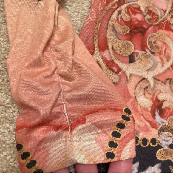 Vintage Y2K 90’s Baroque Floral Rhinestone Abstract Top Womens Medium Maximalist - Picture 3 of 8